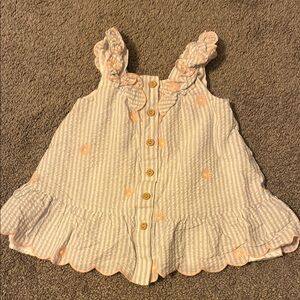 Girls' Striped Ruffle Tank Top - Orange and White